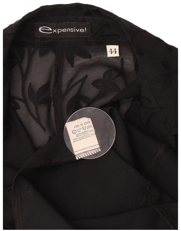 Camicetta trasparente da donna vintage IT 44 Poliestere floreale nero medio