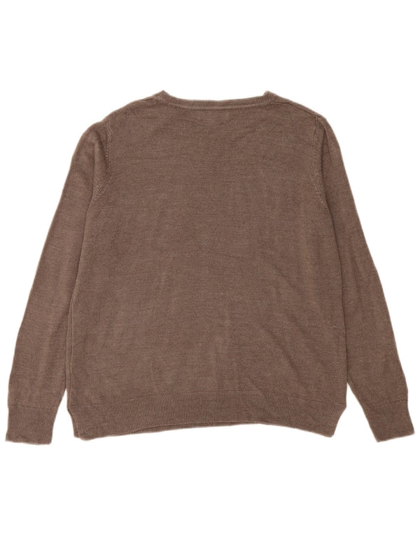 Maglione maglione con scollo a barca da donna Marks & Spencer UK 14 grande acrilico marrone