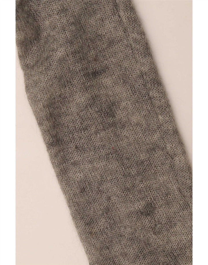 Maglione cardigan da donna vintage UK 16 Grande elastan screziato grigio