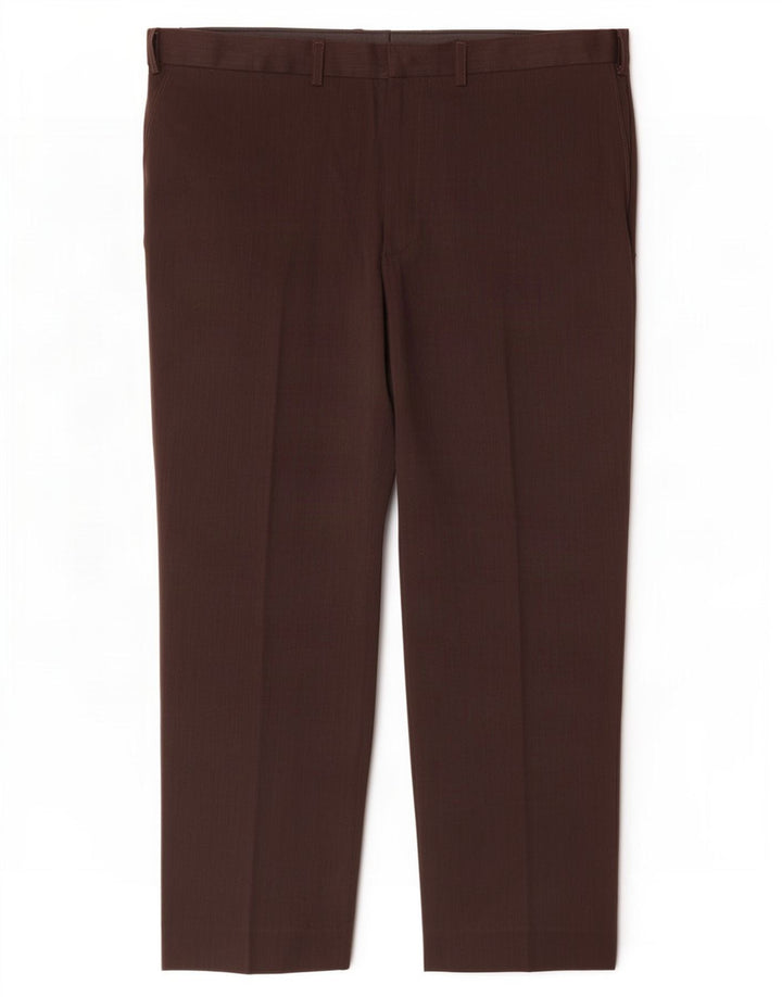 Pantaloni chino dritti da uomo Marks & Spencer W42 L29 poliestere marrone