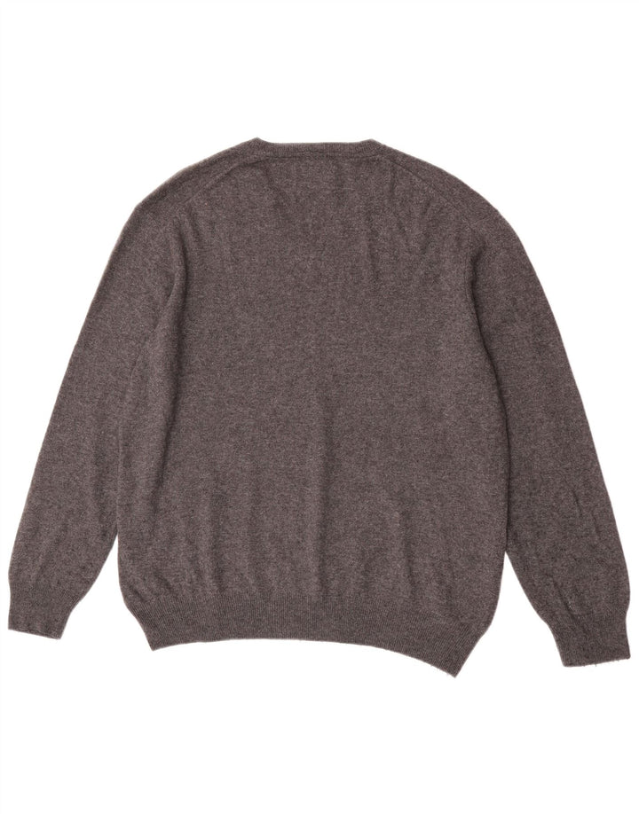 Maglione da uomo Marks & Spencer con scollo a V blu Harbour XL in lana grigia