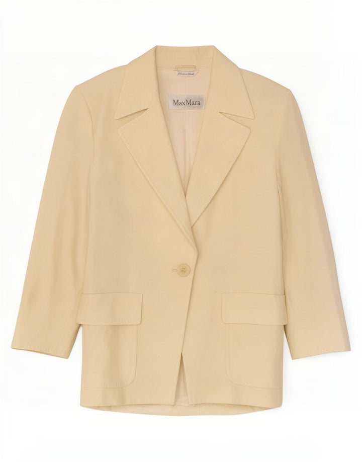 Giacca blazer da donna Max Mara con maniche a 3/4 e 1 bottone UK 18 XL Bianco sporco