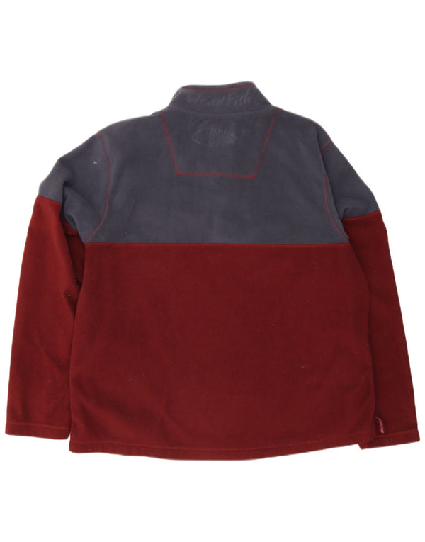 Maglione in pile da uomo con collo abbottonato Weird Fish 4XL Borgogna color block