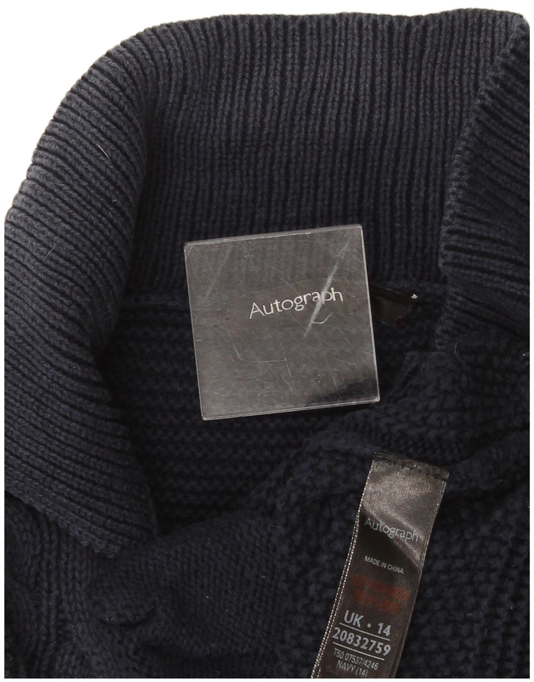 Maglione cardigan autografo da donna Marks & Spencer UK 14 grande blu navy