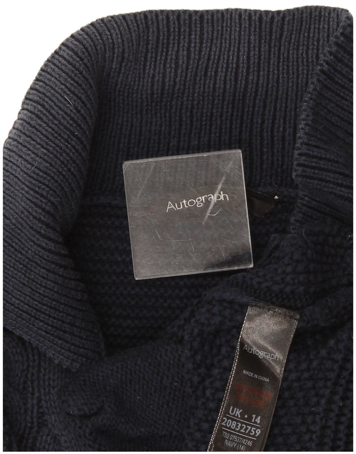 Maglione cardigan autografo da donna Marks & Spencer UK 14 grande blu navy