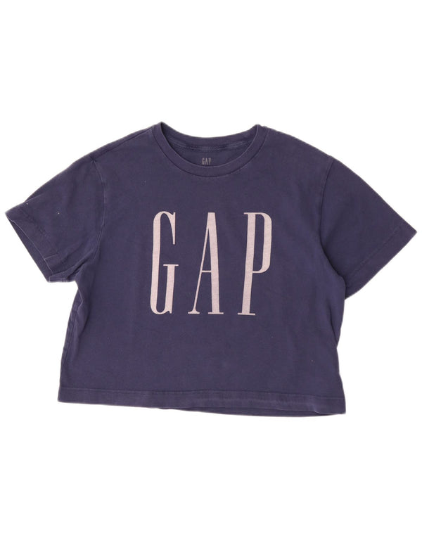 Gap T-shirt grafica oversize corta da donna, taglia UK 10, piccola, in cotone blu navy