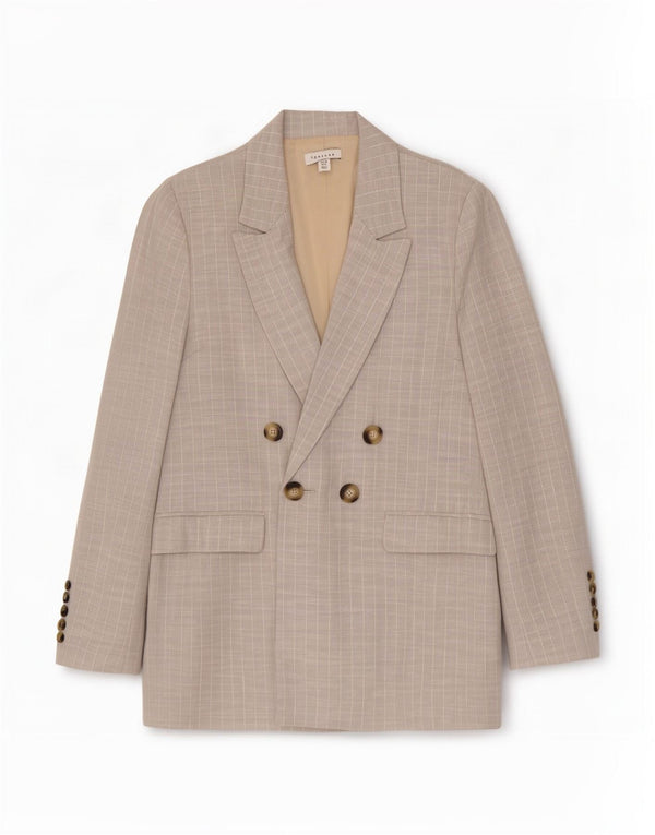 Giacca blazer doppiopetto da donna Topshop UK 12 grigio medio a righe