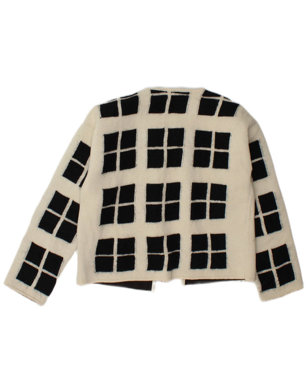 Seventy Maglione cardigan aperto corto da donna IT 42 Medio bianco sporco geometrico