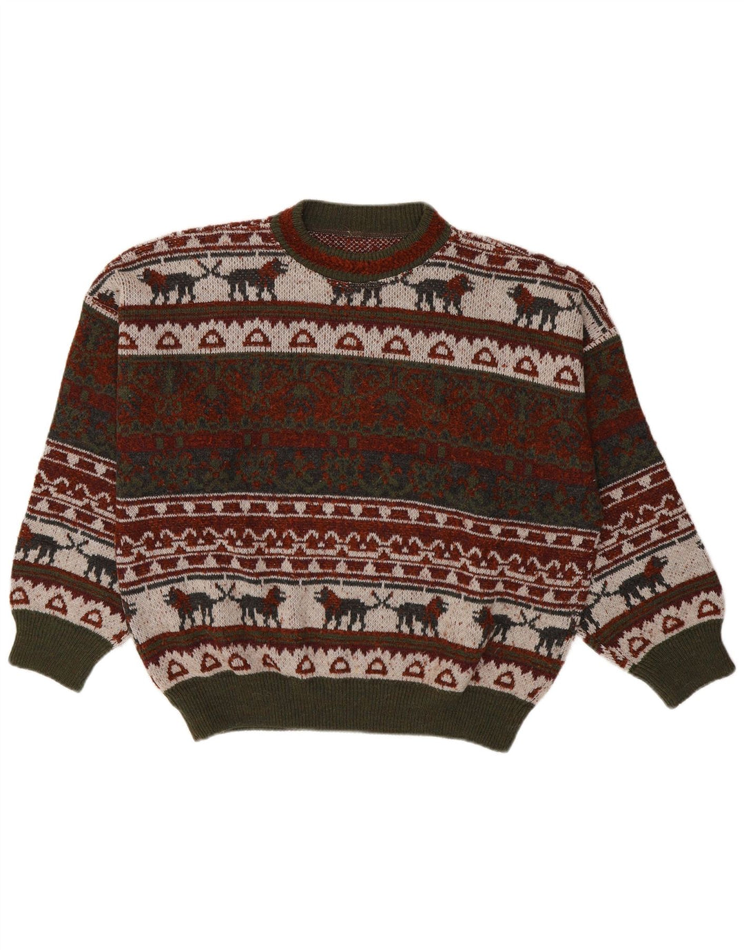 Maglione maglione girocollo vintage da uomo XL multicolore Fair Isle