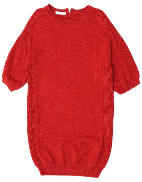Abito maglione da donna con maniche a 3/4 Stefanel UK 14 Acrilico bordeaux medio