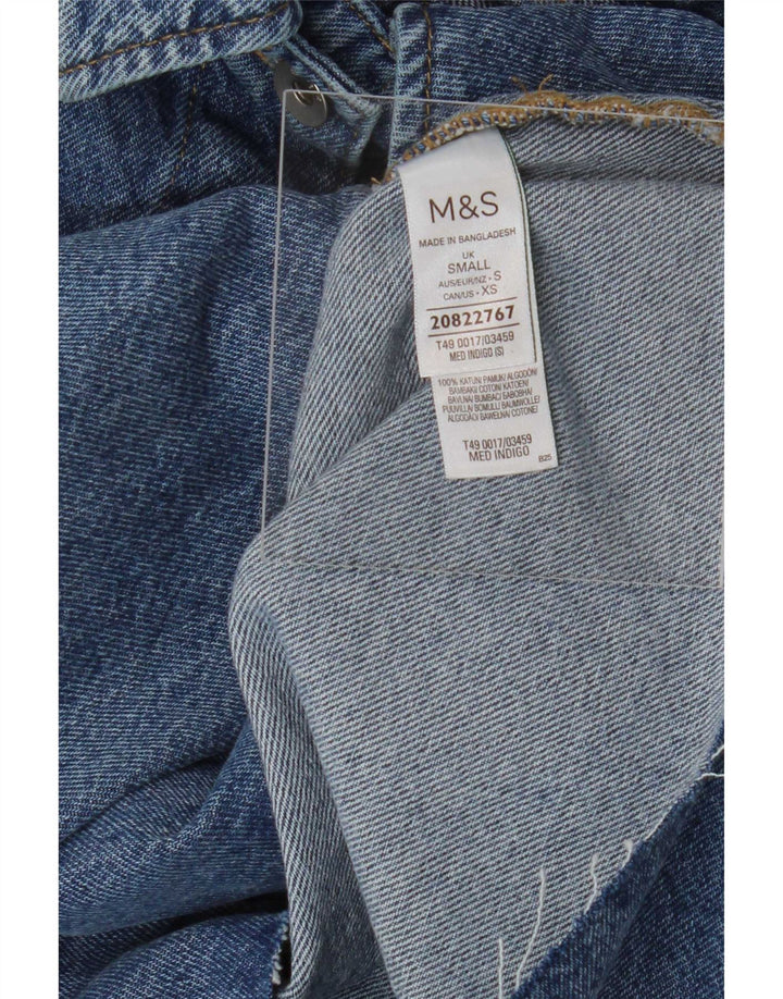 Giacca di jeans oversize corta Marks & Spencer da donna UK 10 piccola cotone blu