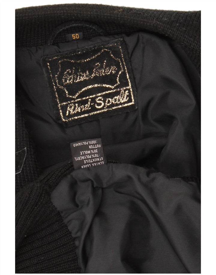 Giubbotto bomber in pelle scamosciata da uomo VINTAGE EU 50 grande in pelle nera