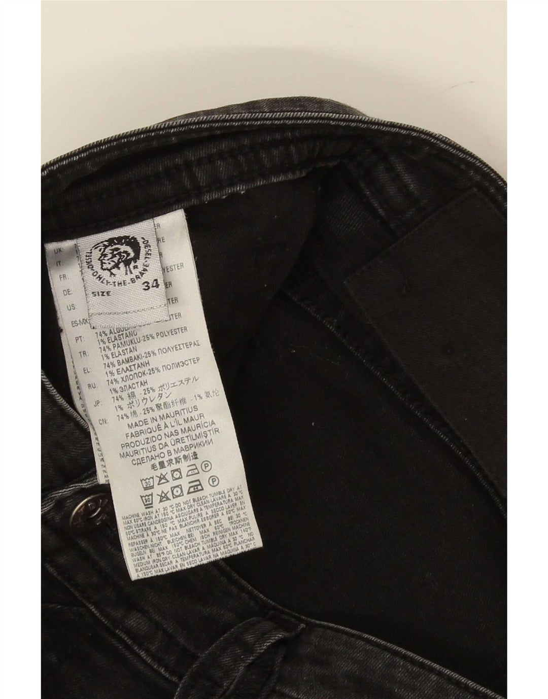 Jeans slim invecchiati da uomo Diesel W34 L30 in cotone grigio