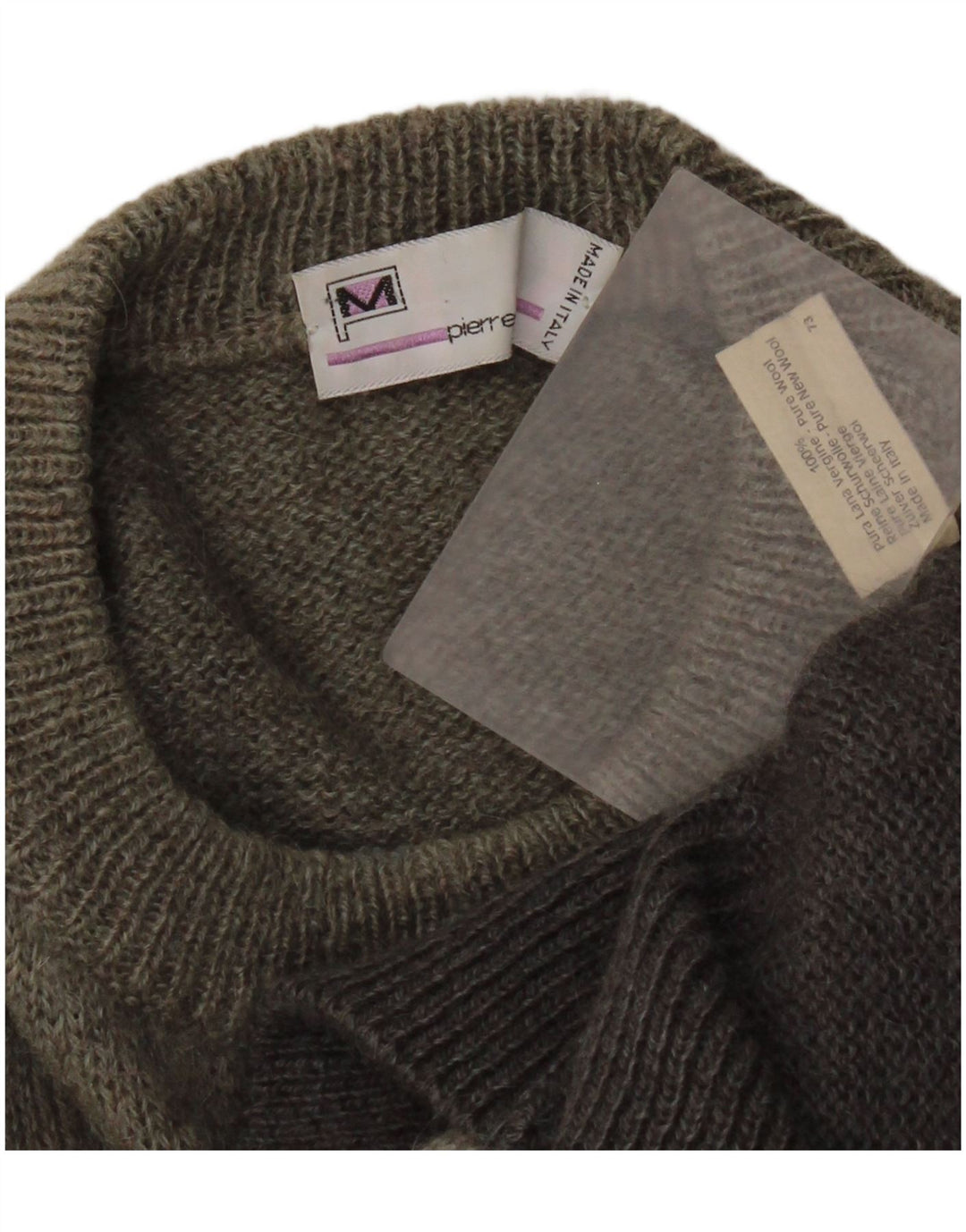 Maglione maglione girocollo da uomo Pierre Monet XL grigio geometrico in lana vergine