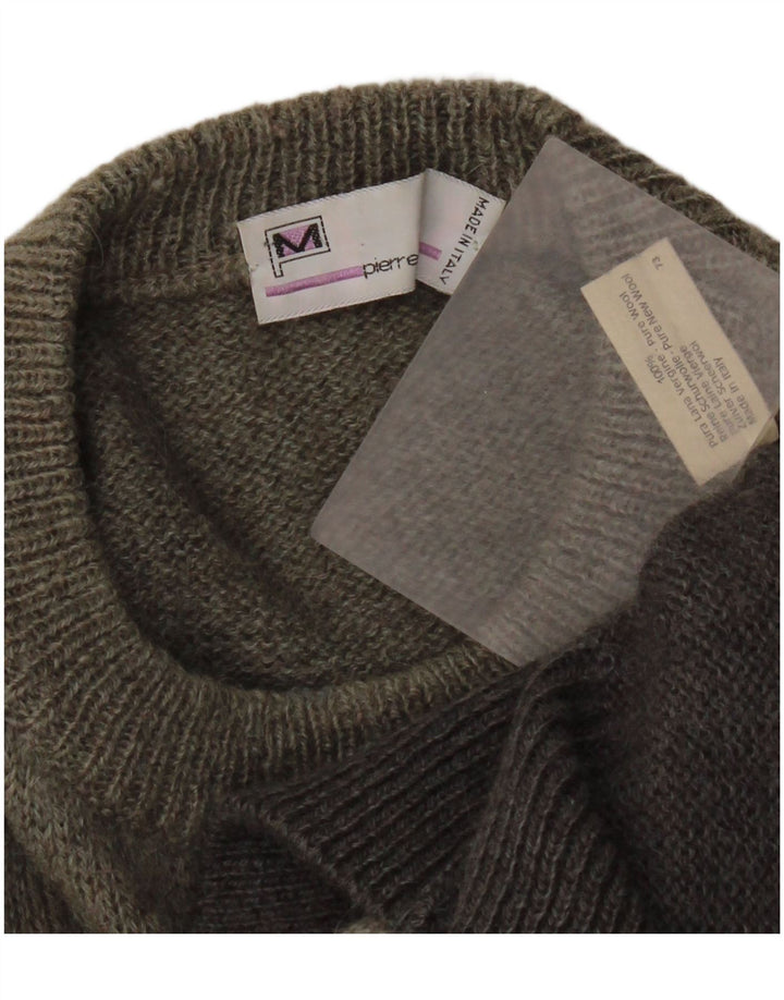 Maglione maglione girocollo da uomo Pierre Monet XL grigio geometrico in lana vergine