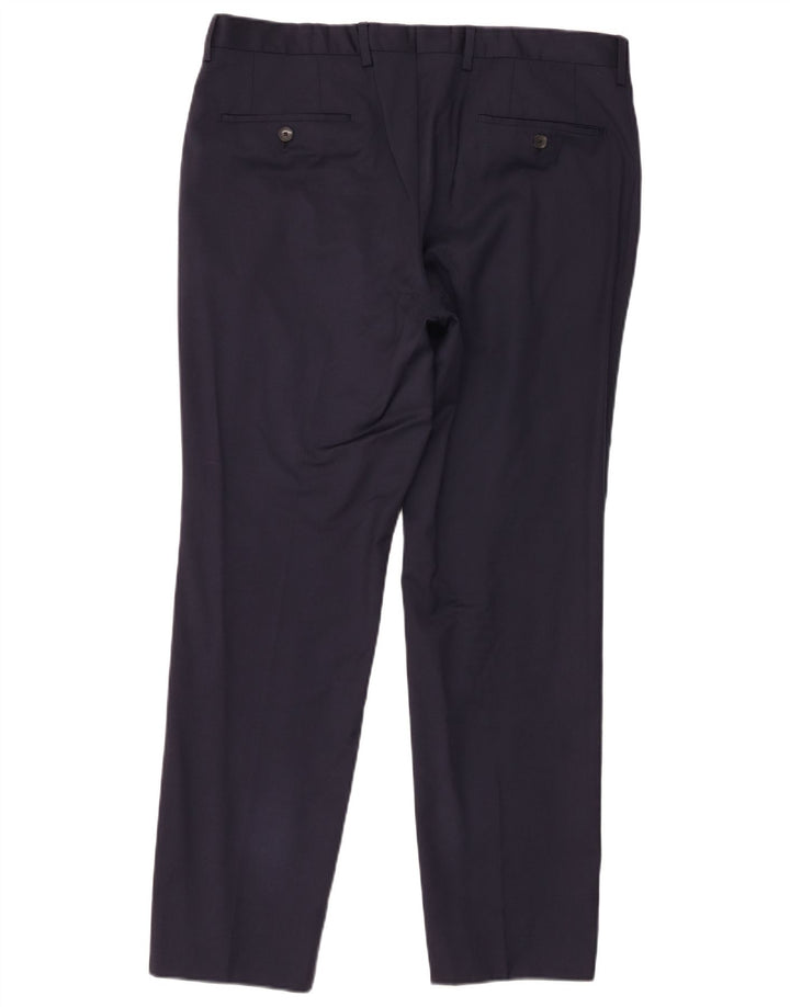 Pantaloni da abito slim da uomo Hugo Boss W36 L30 in lana blu navy