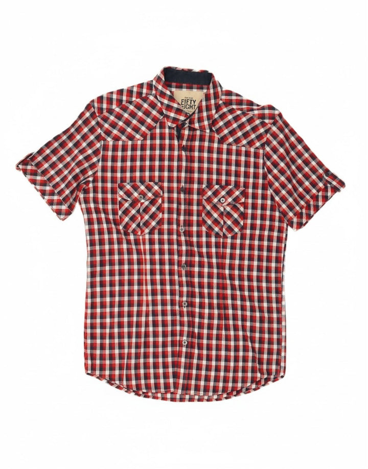 CONBIPEL Mens Tailored Fit Short Sleeve Shirt Large Red Check