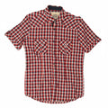 CONBIPEL Mens Tailored Fit Short Sleeve Shirt Large Red Check