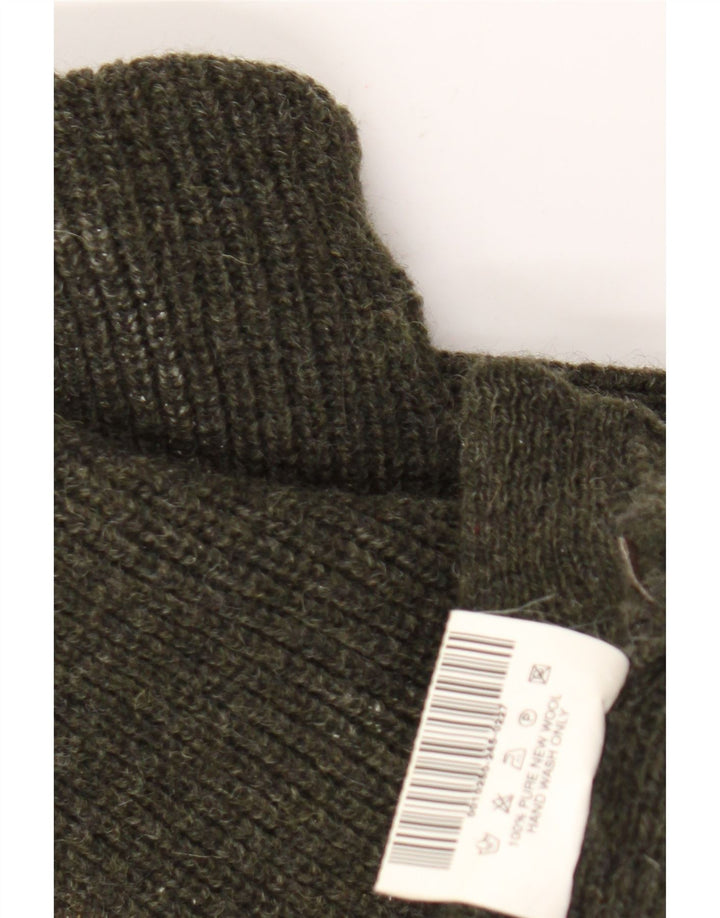 Maglione Barbour da uomo con zip e collo XL in lana nuova kaki