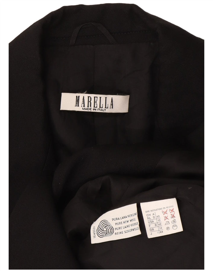 Giacca blazer da donna a 1 bottone Marella UK 14 grande lana nera