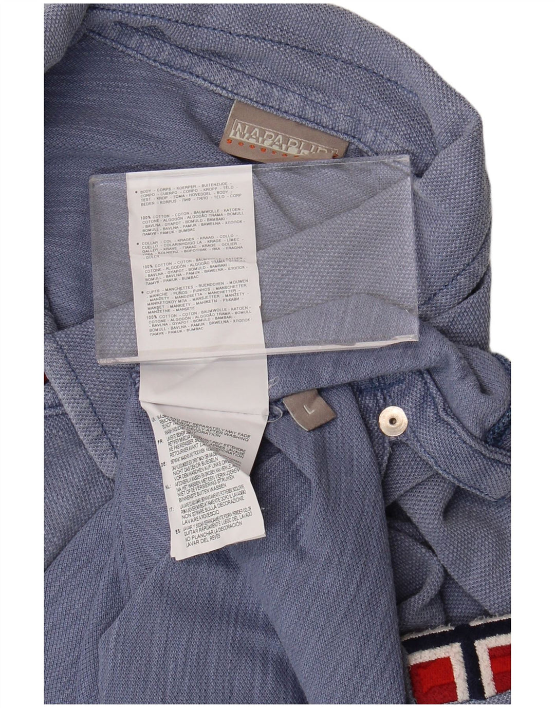 Polo da uomo con grafica geografica Napapijri grande in cotone blu