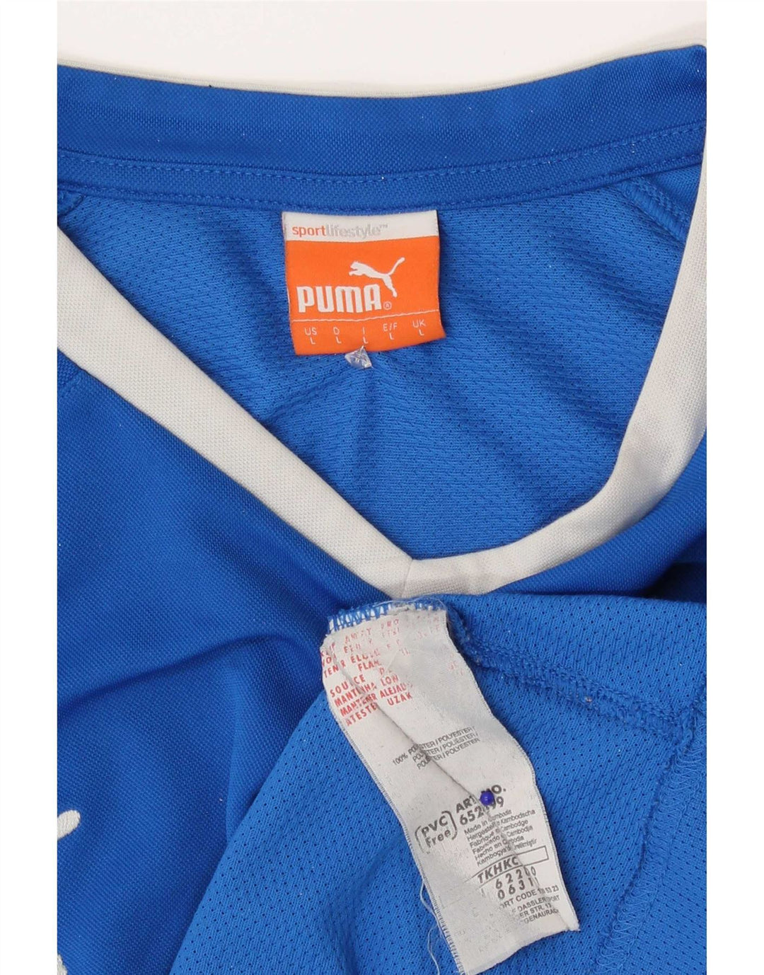 T-shirt da uomo Puma Top Large in poliestere color block blu