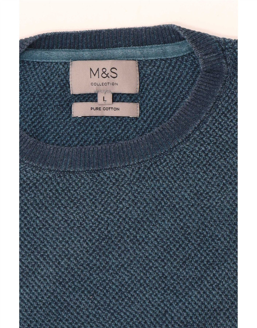 Maglione maglione girocollo da uomo Marks & Spencer grande cotone blu