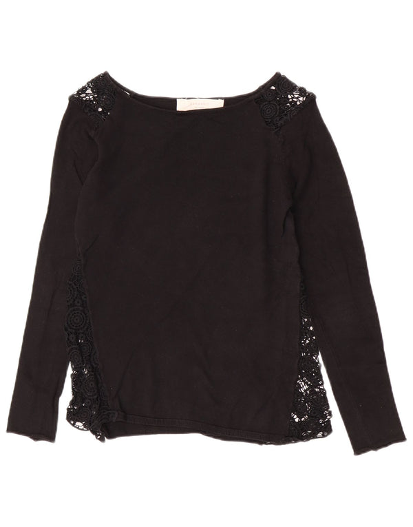 Camicetta a maniche lunghe da donna Zara UK 14 grande nero floreale