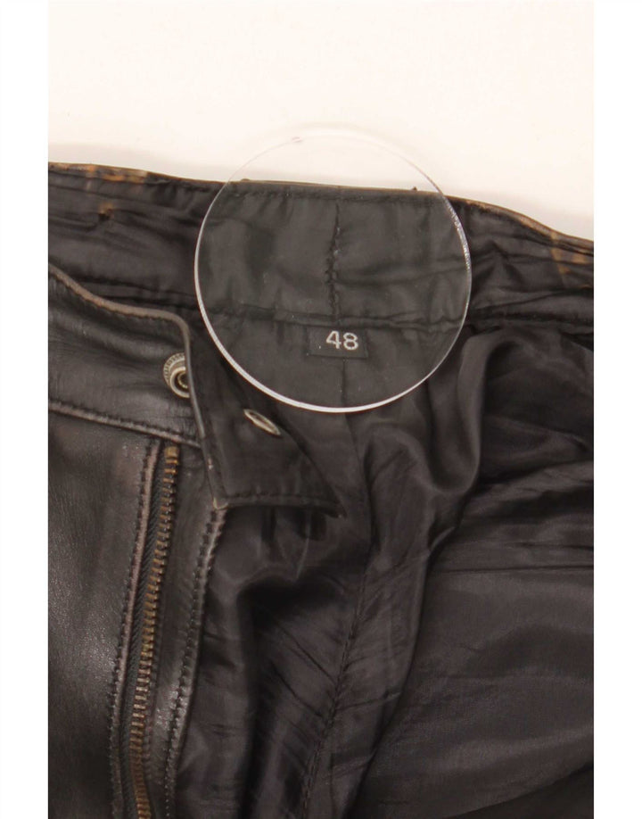 Pantaloni dritti in pelle da uomo Spirit IT 48 medio W30 L34 Marrone