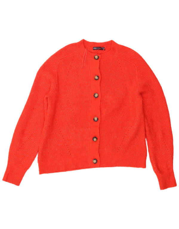 Maglione cardigan da donna Marks & Spencer UK 14 Acrilico screziato arancione medio