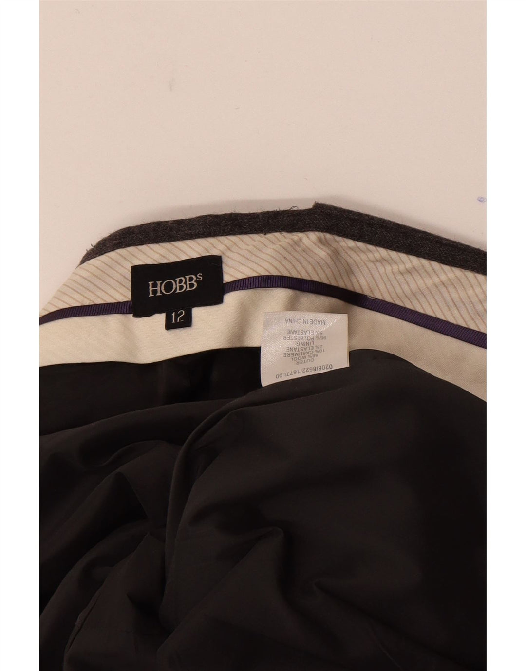 Pantaloni chino dritti da donna Hobbs UK 12 medi W30 L32 lana grigia