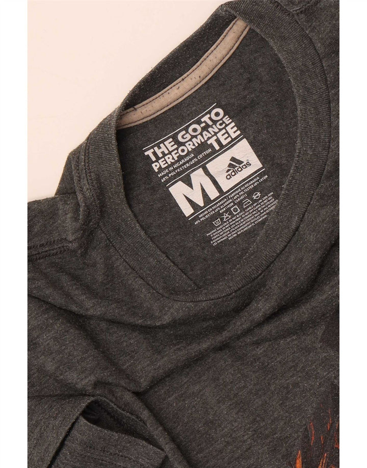 T-shirt grafica Adidas da uomo Climalite Top in poliestere chiazzato grigio medio