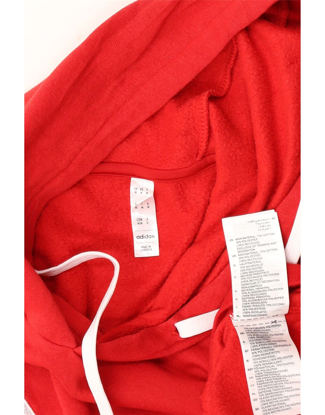Felpa con cappuccio da uomo Adidas in cotone rosso medio