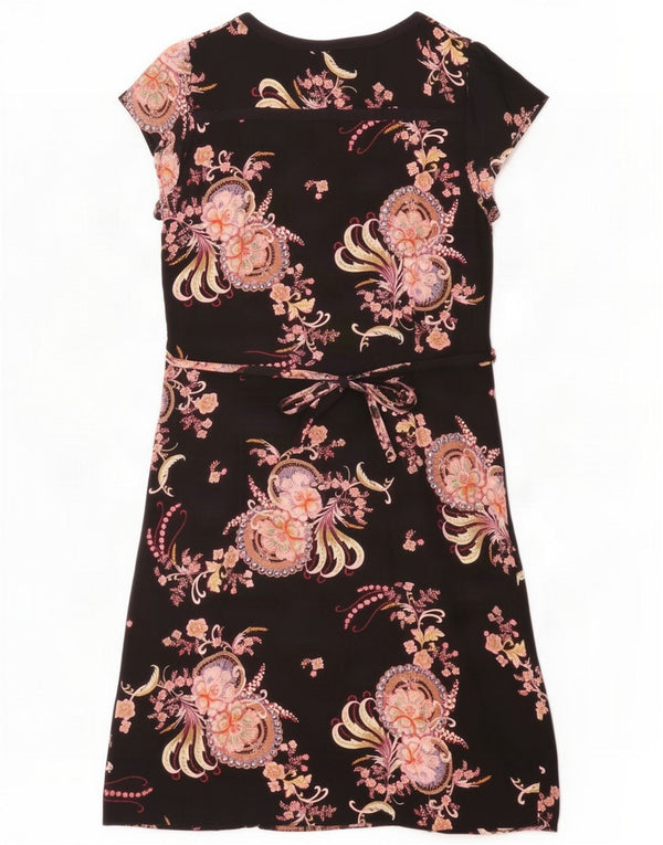 Monsoon Womens Sheath Dress UK 16 Large Black Floral Viscose