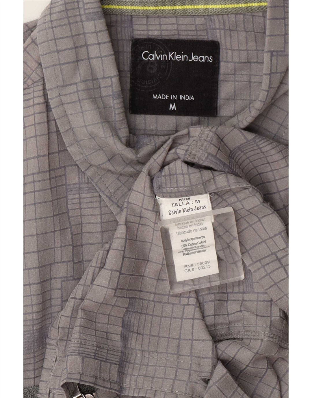 Camicia da uomo Calvin Klein Jeans in cotone a quadri grigio medio