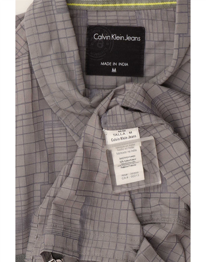 Camicia da uomo Calvin Klein Jeans in cotone a quadri grigio medio