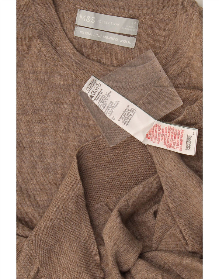 Maglione maglione girocollo da donna Marks & Spencer UK 14 Marrone medio screziato