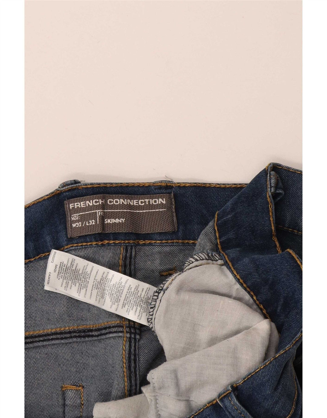 Pantaloncini di jeans skinny da uomo French Connection W32 cotone blu medio