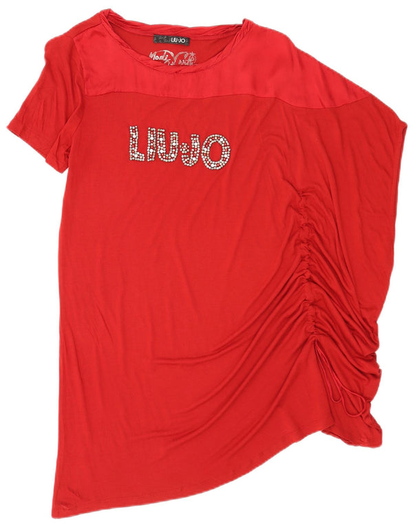 Abito t-shirt asimmetrico grafico da donna Liu Jo UK 10 piccolo rosso