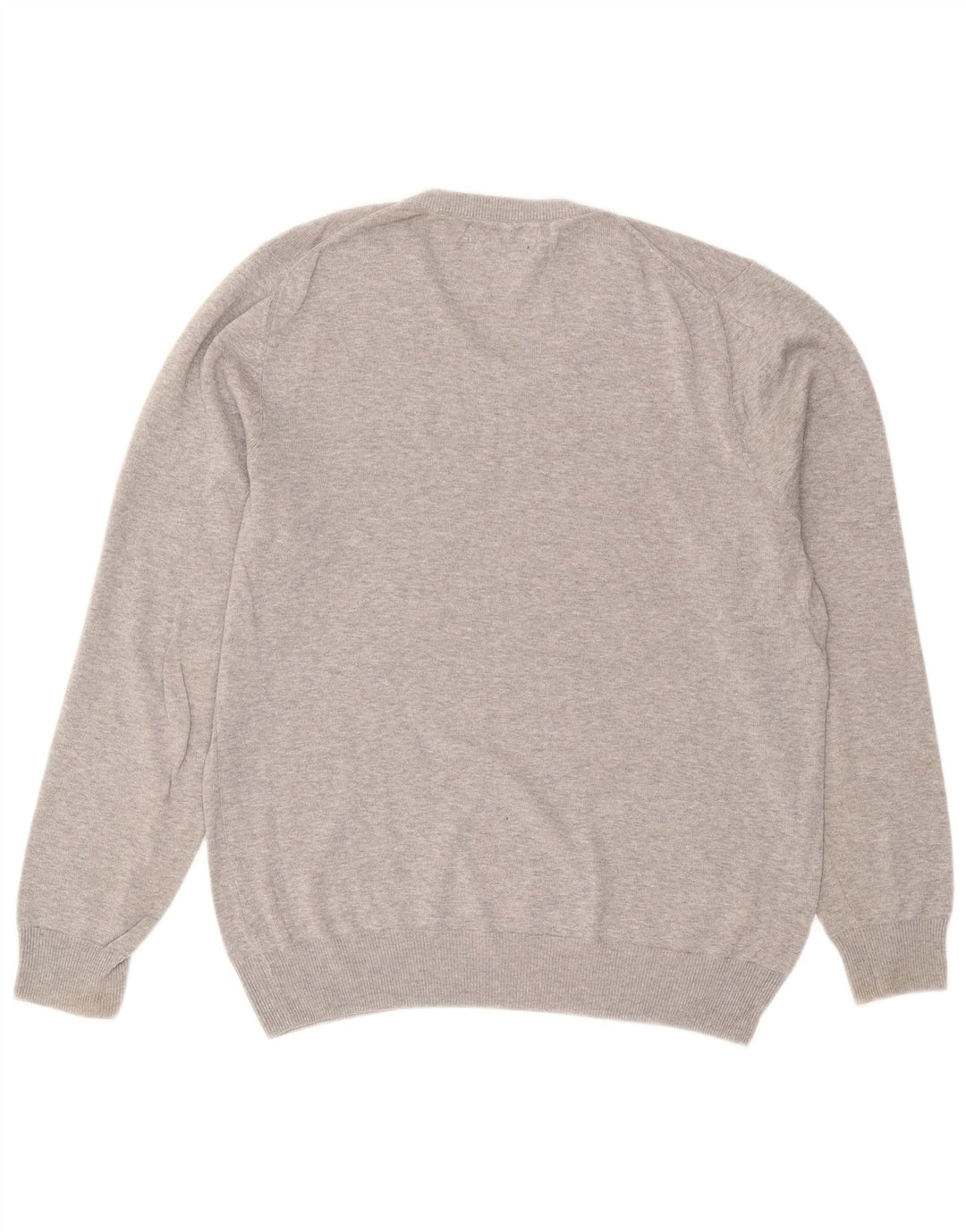 Maglione da uomo con scollo a V Marks & Spencer in cotone screziato grigio medio