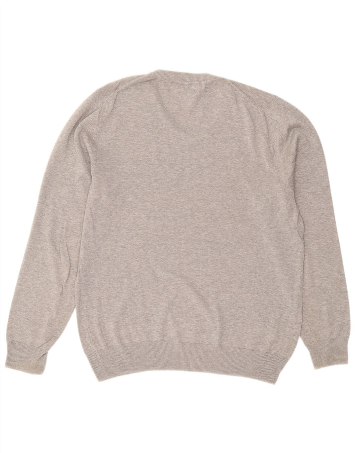 Maglione da uomo con scollo a V Marks & Spencer in cotone screziato grigio medio