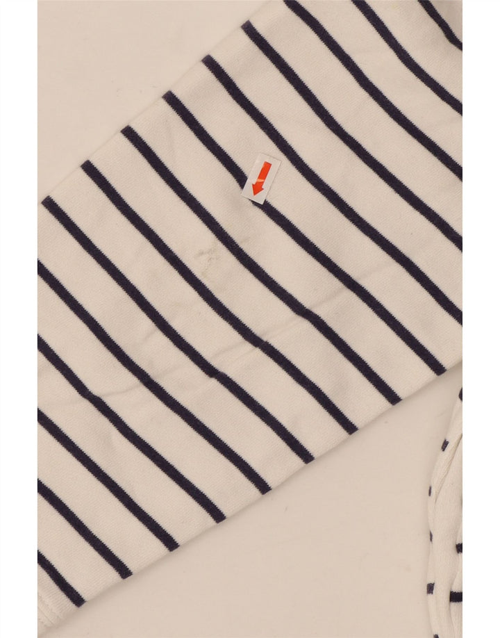 CREW CLOTHING Felpa da donna con collo con zip, maglione UK 14, grandi strisce bianche