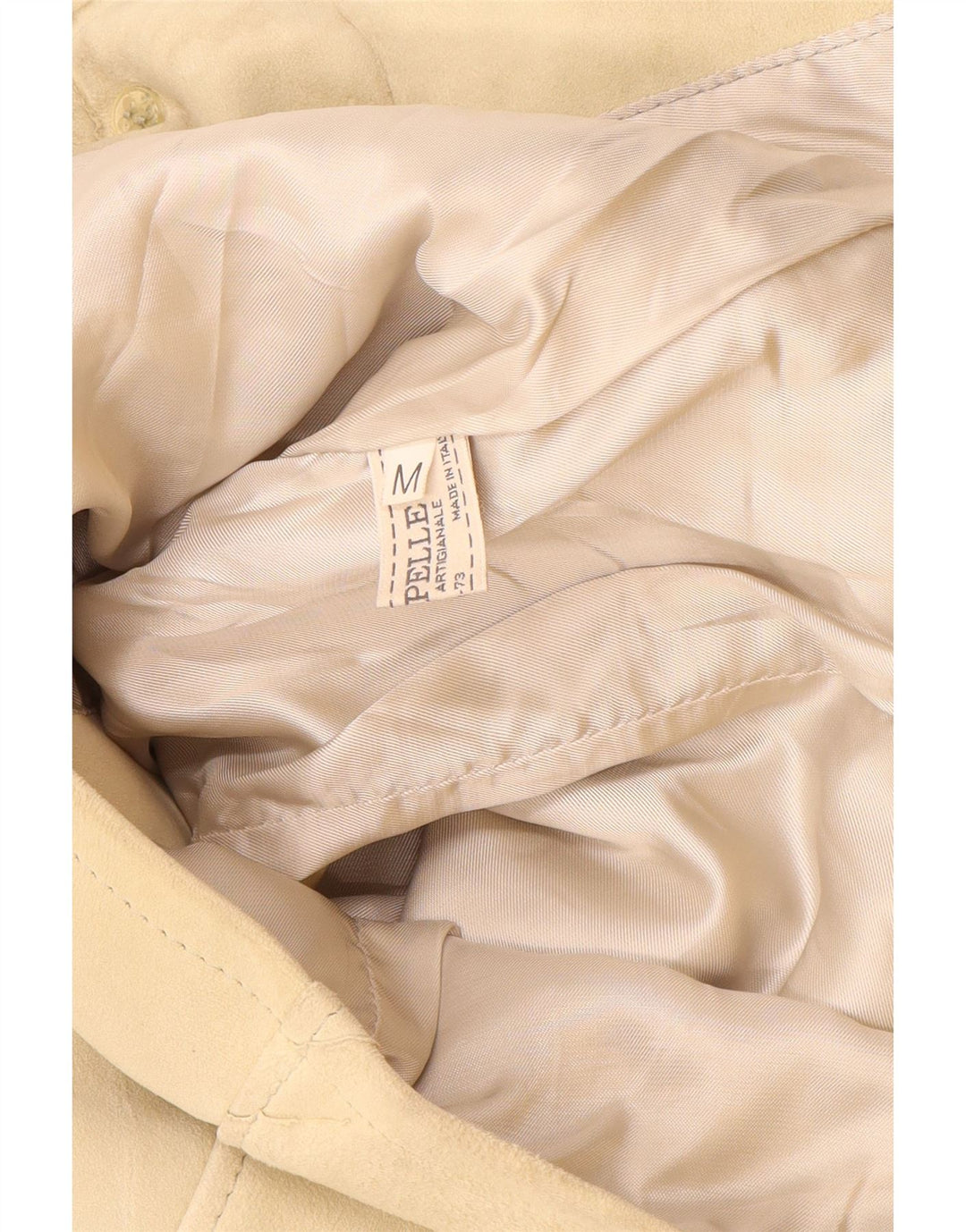 Giacca vintage in pelle scamosciata da donna UK 12 in pelle beige media