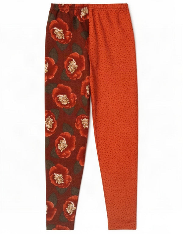 Pantaloni Harem da donna vintage UK 2 2XS Lana floreale marrone