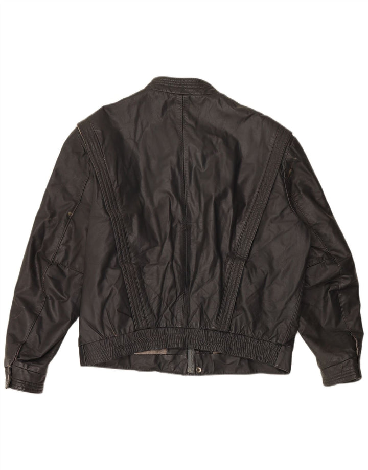 Giacca in pelle da uomo VINTAGE UK 40 grande in pelle grigia