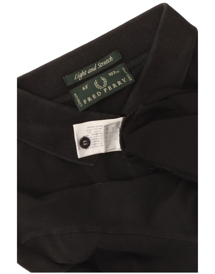 Polo da uomo a maniche lunghe Fred Perry in cotone nero medio