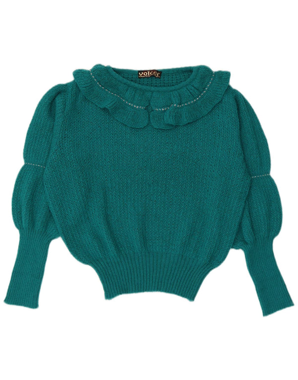Maglione da donna vintage con scollo a barca IT 46 Large Green Mohair