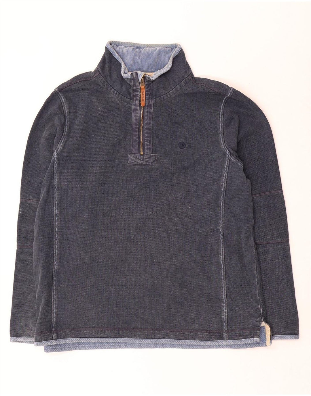 FAT FACE Felpa da uomo con collo con zip, maglione grande, cotone blu navy