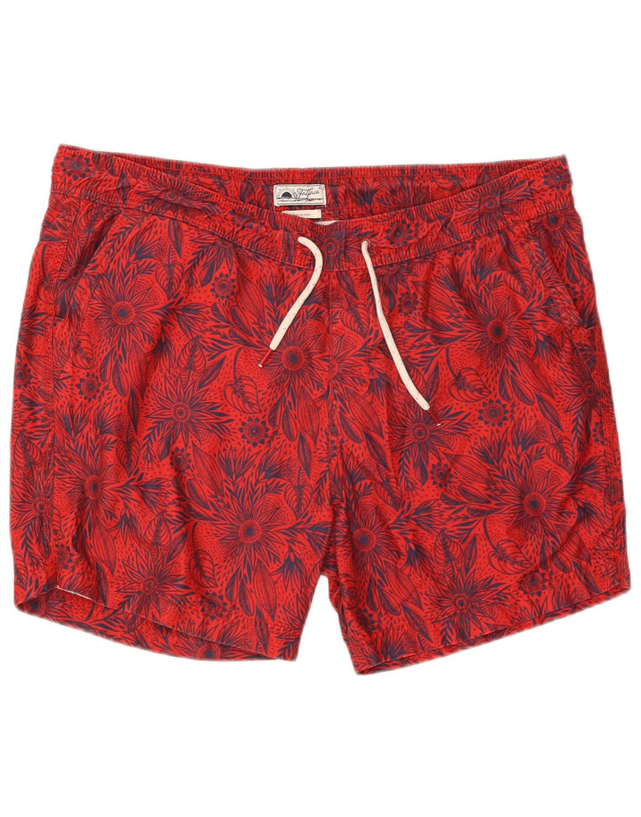 FAT FACE Pantaloncini da bagno da uomo Grandi fiori rossi