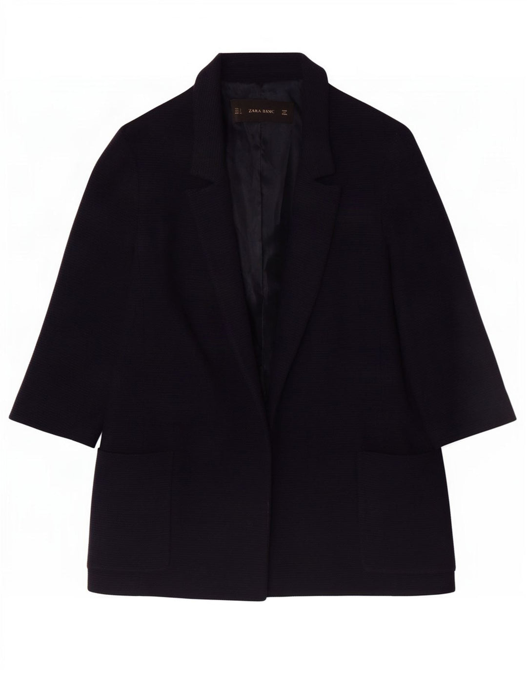 Giacca blazer aperta oversize da donna con maniche a 3/4 Zara UK 10 piccola blu navy
